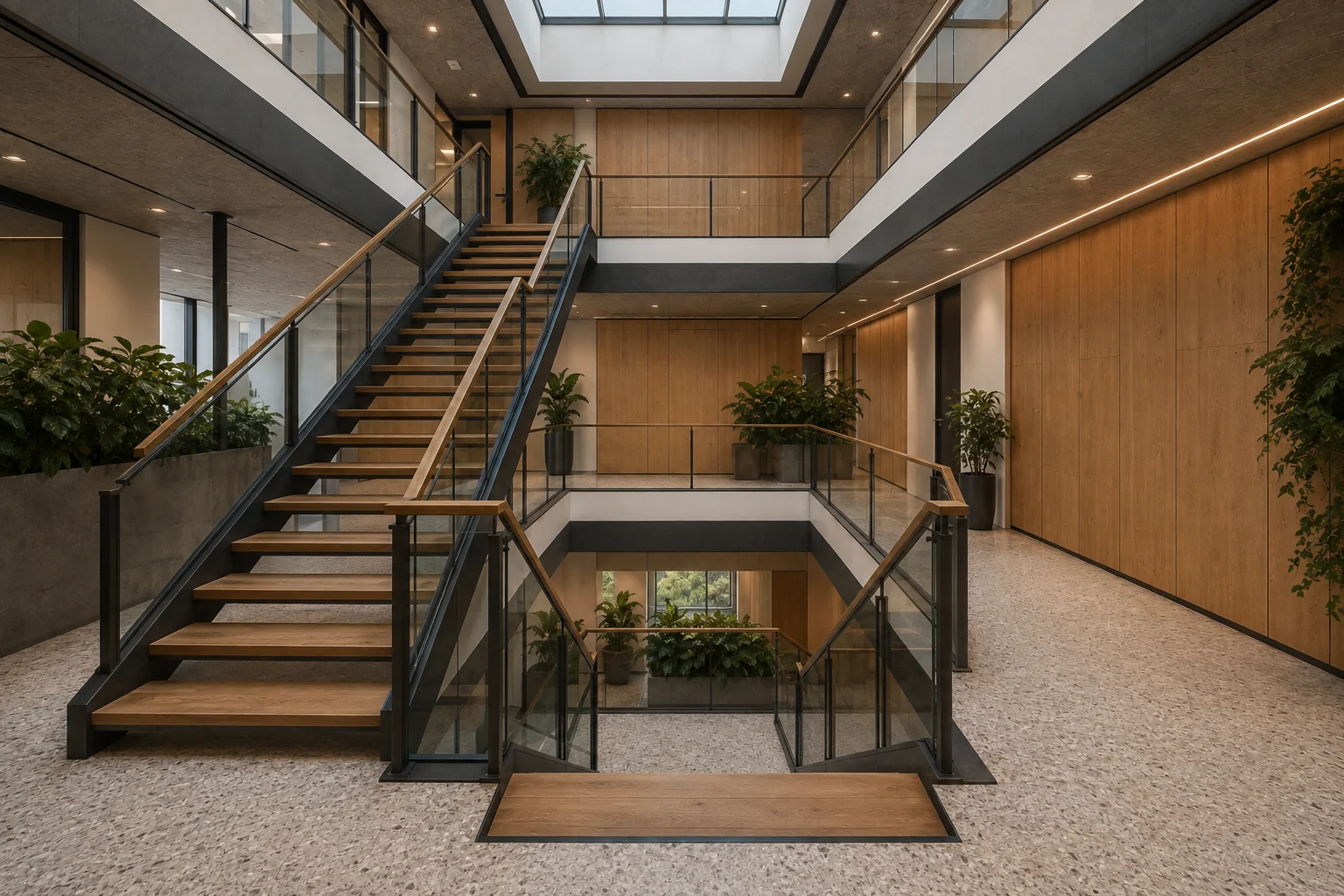 Axis Office 7F — Cầu thang và giếng trời — Home6D