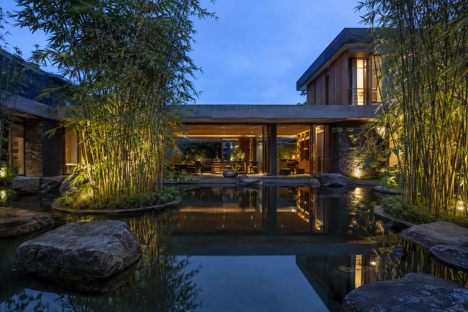 Nhà Vườn Sân Tre 760 — Cảnh quan chạng vạng — Home6D