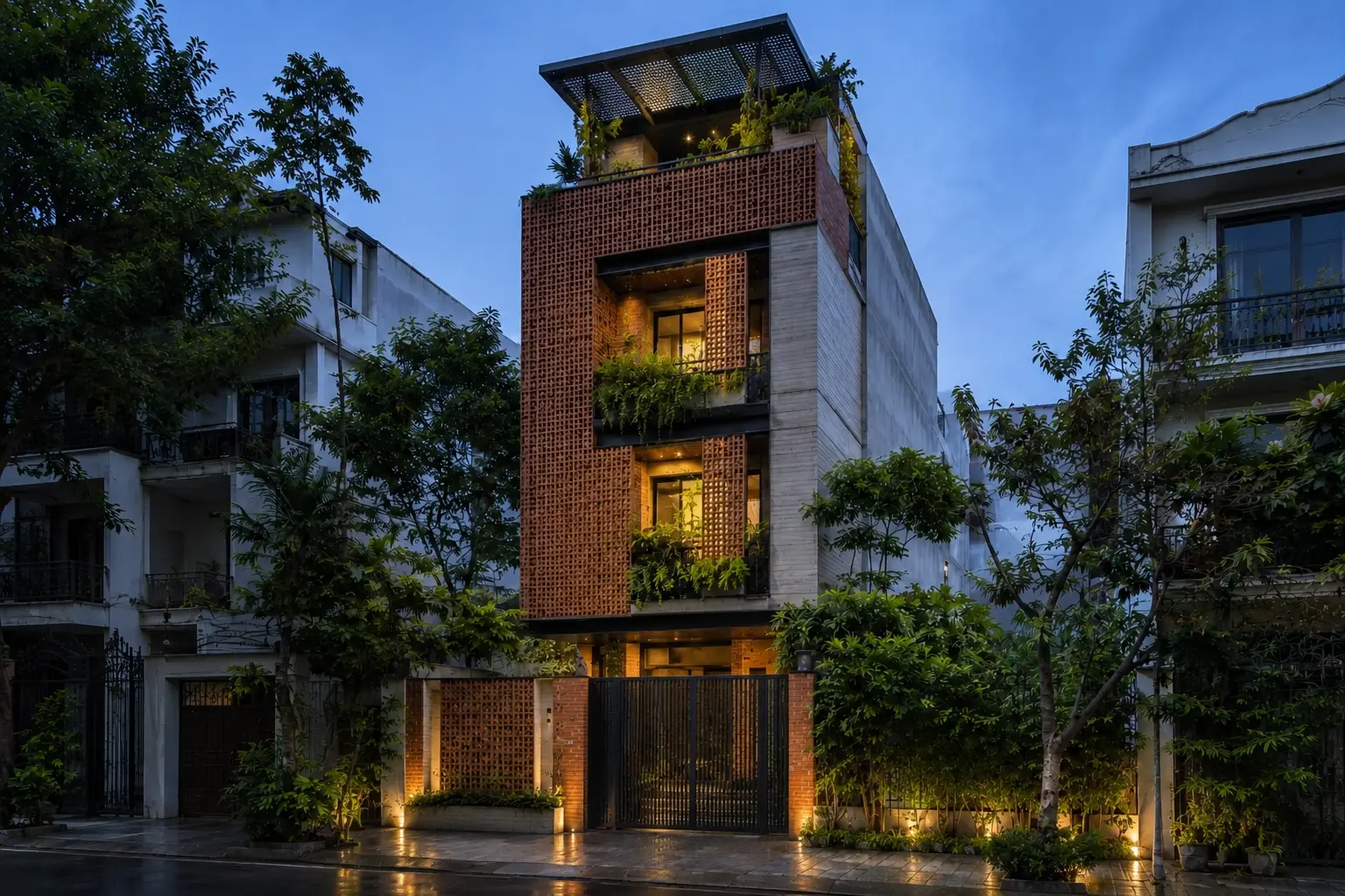 Nhà Mành Gạch 320 — Góc nhìn ban đêm — Home6D