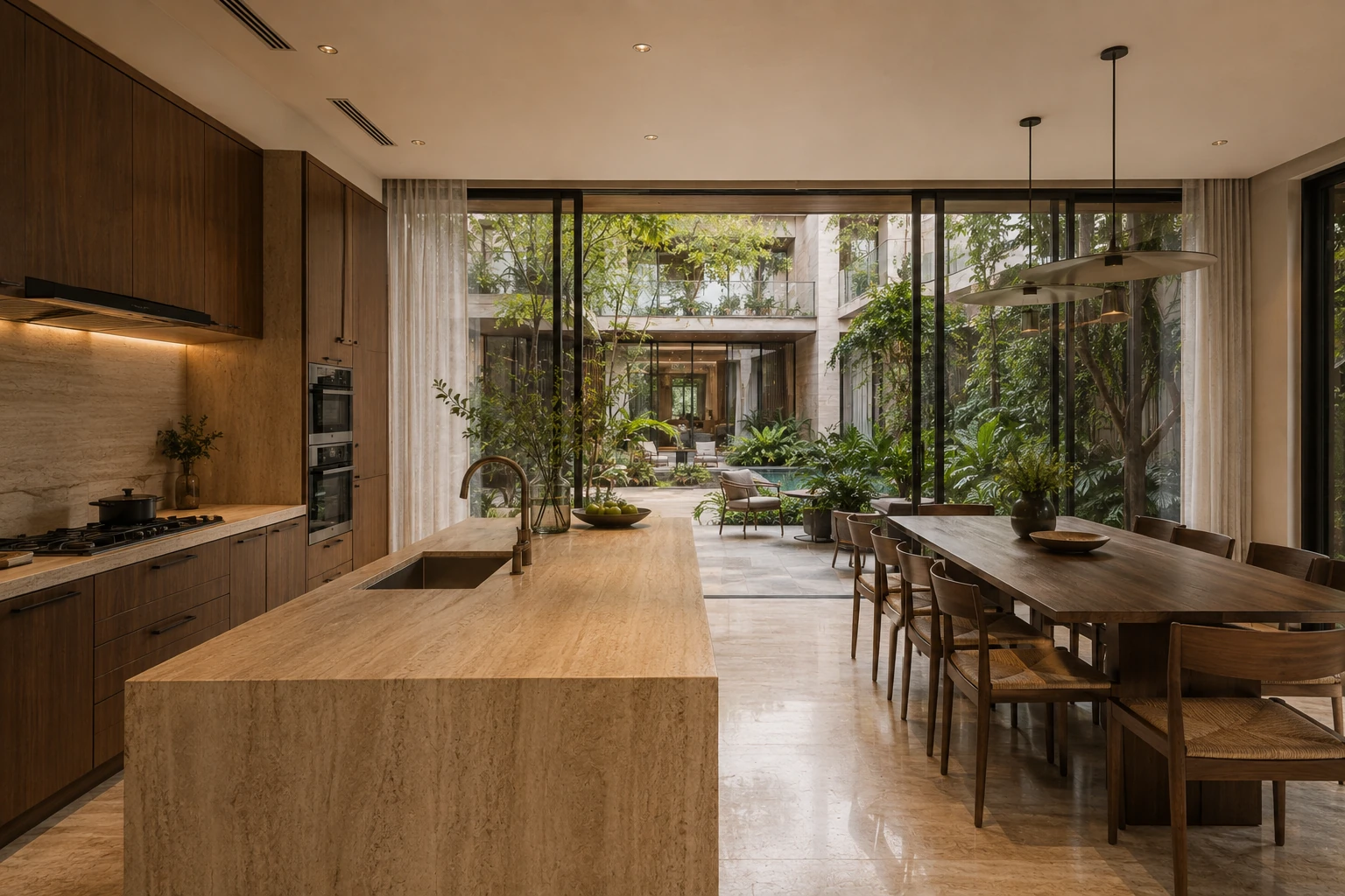 Villa Phố Sân Trong 510 — Bếp–ăn mở ra sân — Home6D