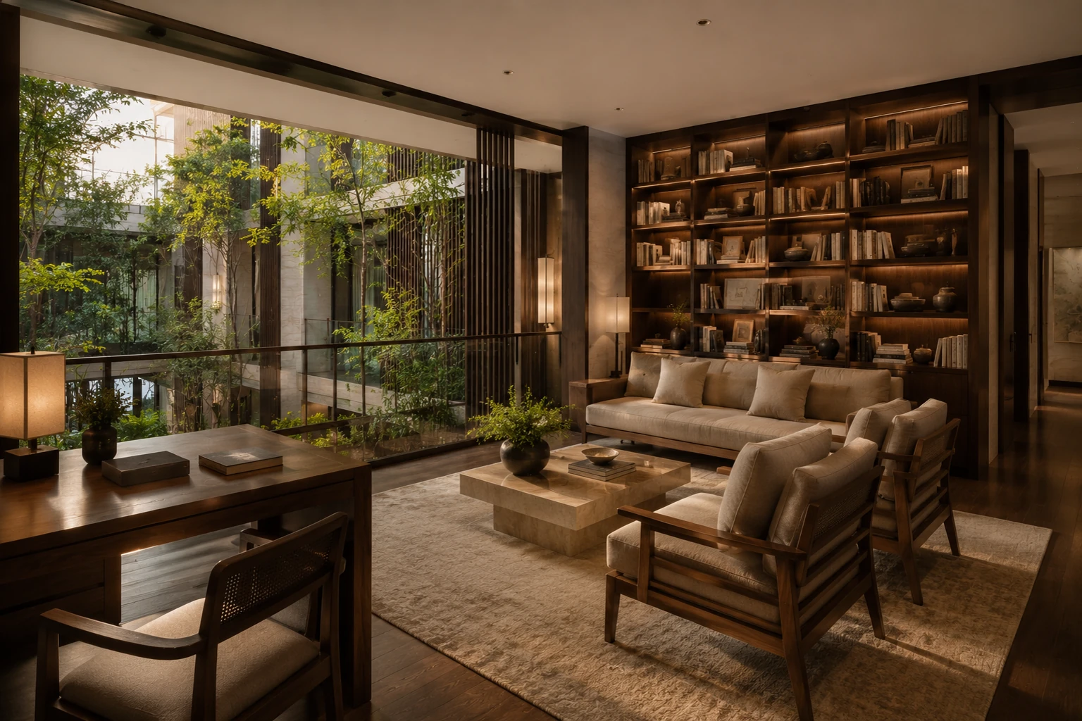 Villa Phố Sân Trong 510 — Lounge và thư viện gia đình — Home6D