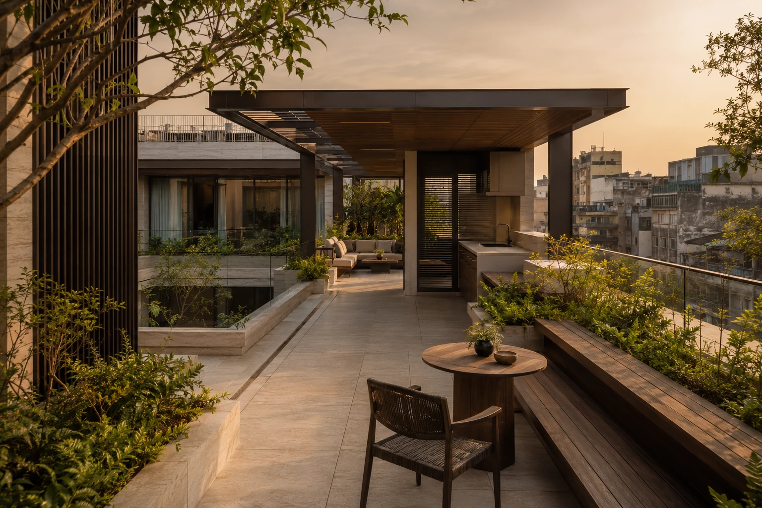 Villa Phố Sân Trong 510 — Sân thượng và pergola — Home6D