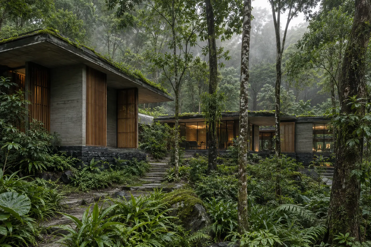 Forest Bathing House 510 — Không gian khách hướng cảnh quan — Home6D