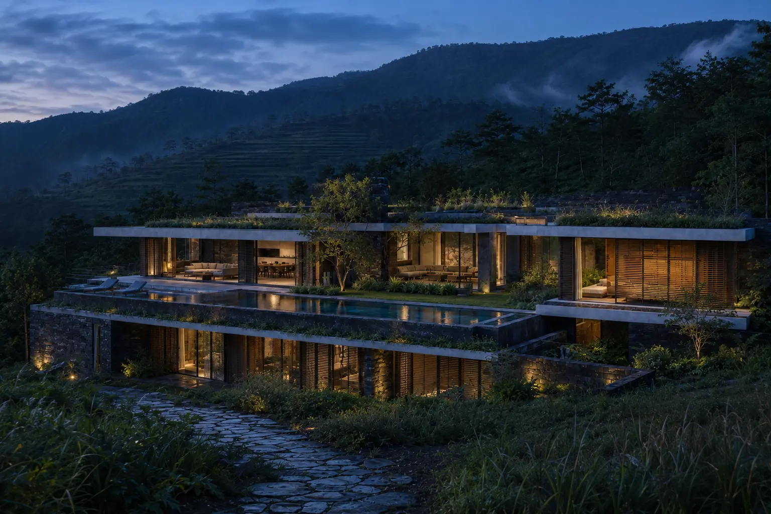 Biệt thự Hồ Chân Trời 710 — Góc nhìn chạng vạng — Home6D