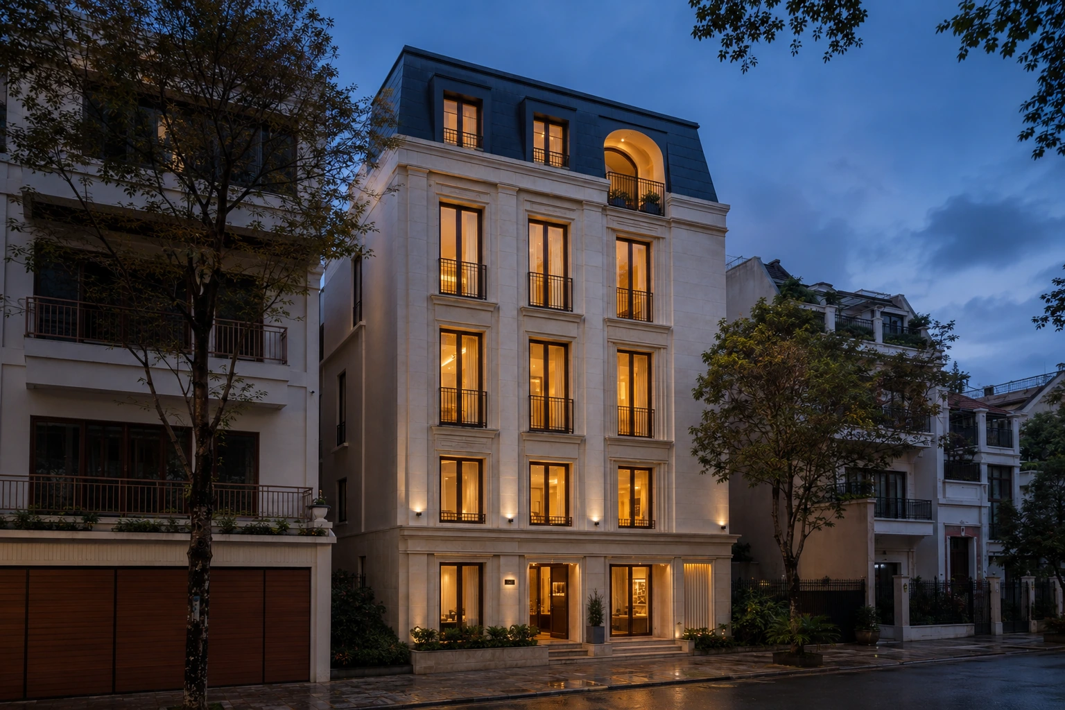 Maison An Phú 460 — Mặt tiền lúc chạng vạng — Home6D