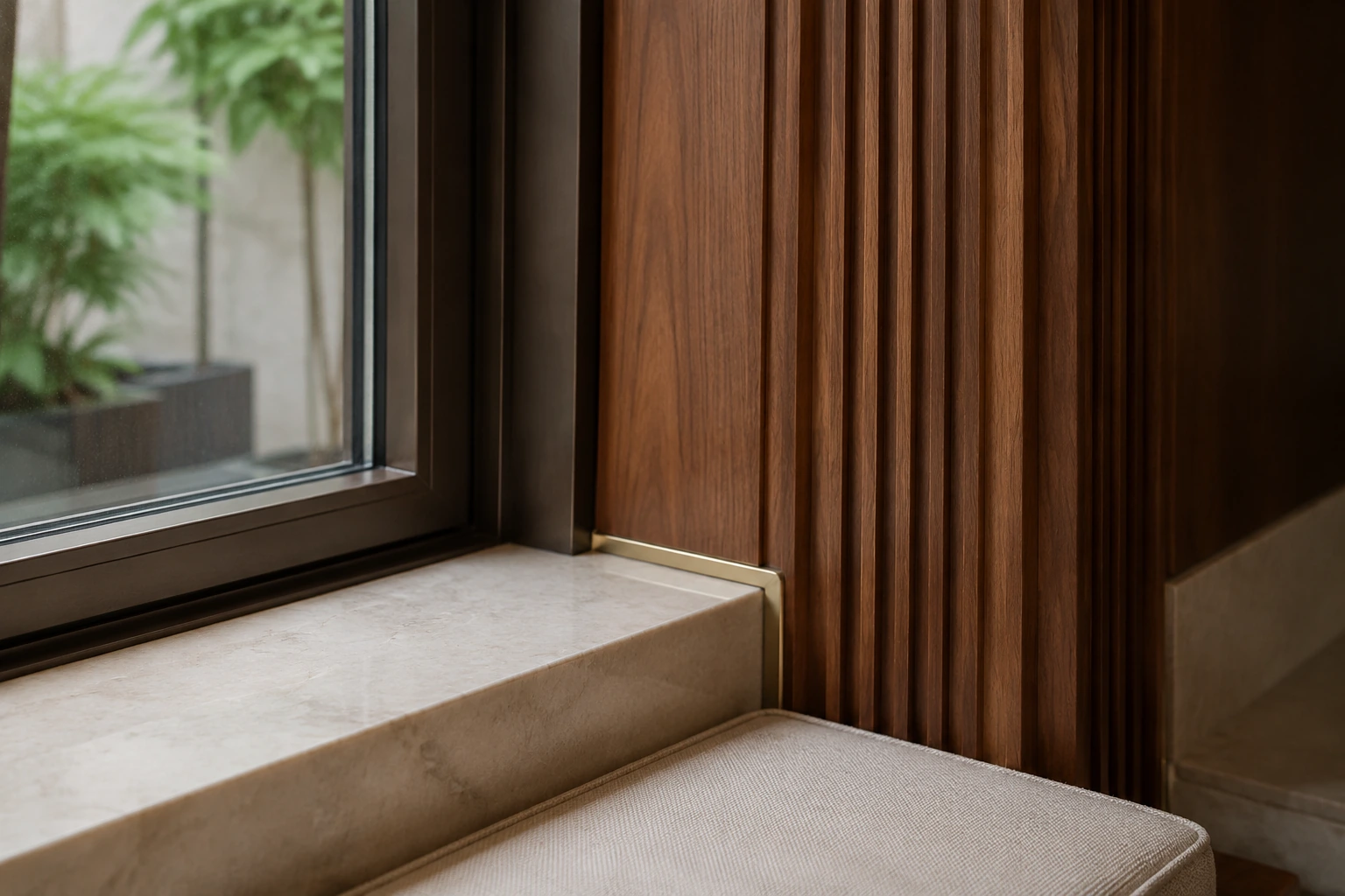 Maison An Phú 460 — Chi tiết walnut, marble và brass — Home6D