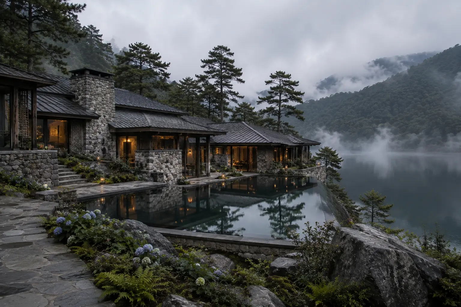 Biệt thự Hồ Sương 880 — Không gian khách hướng cảnh quan — Home6D