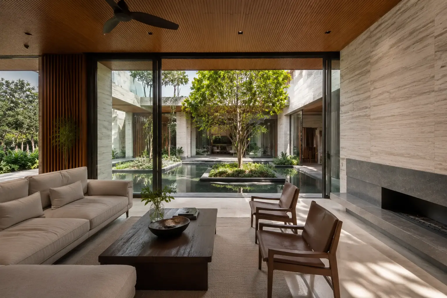 Nhà Sân Trong 620 — Phòng khách — Home6D