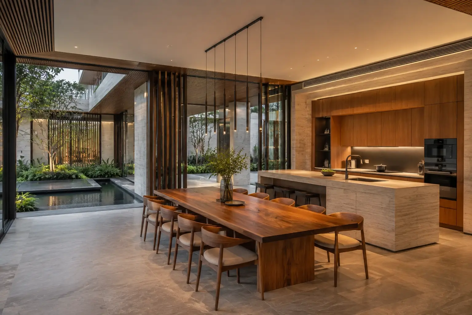 Nhà Sân Trong 620 — Bếp và phòng ăn — Home6D