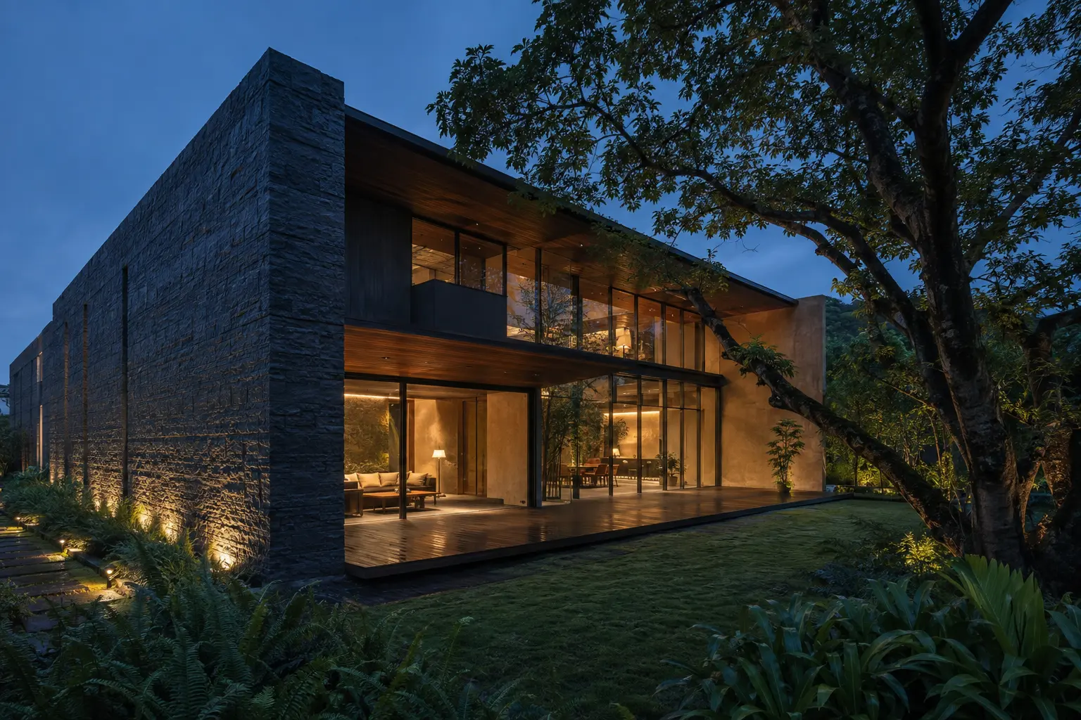 Monolith Garden House 430 — Góc nhìn chạng vạng — Home6D