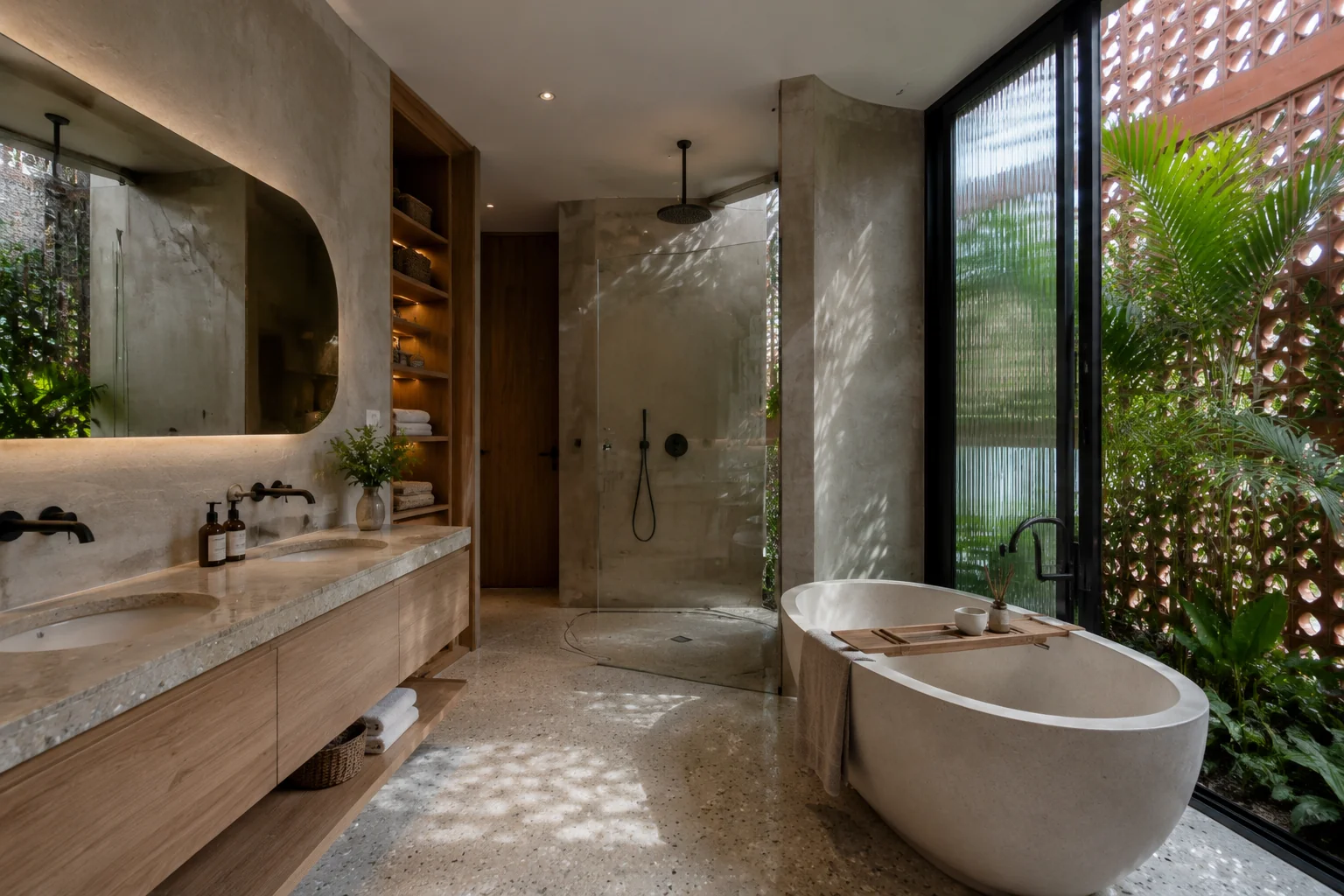 Nhà Phố Dải Lụa 390 — Phòng tắm lấy sáng tự nhiên — Home6D
