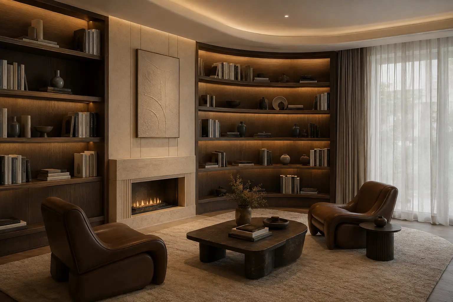 Nhà Đá & Lụa 620 — Phòng làm việc hoặc thư viện — Home6D
