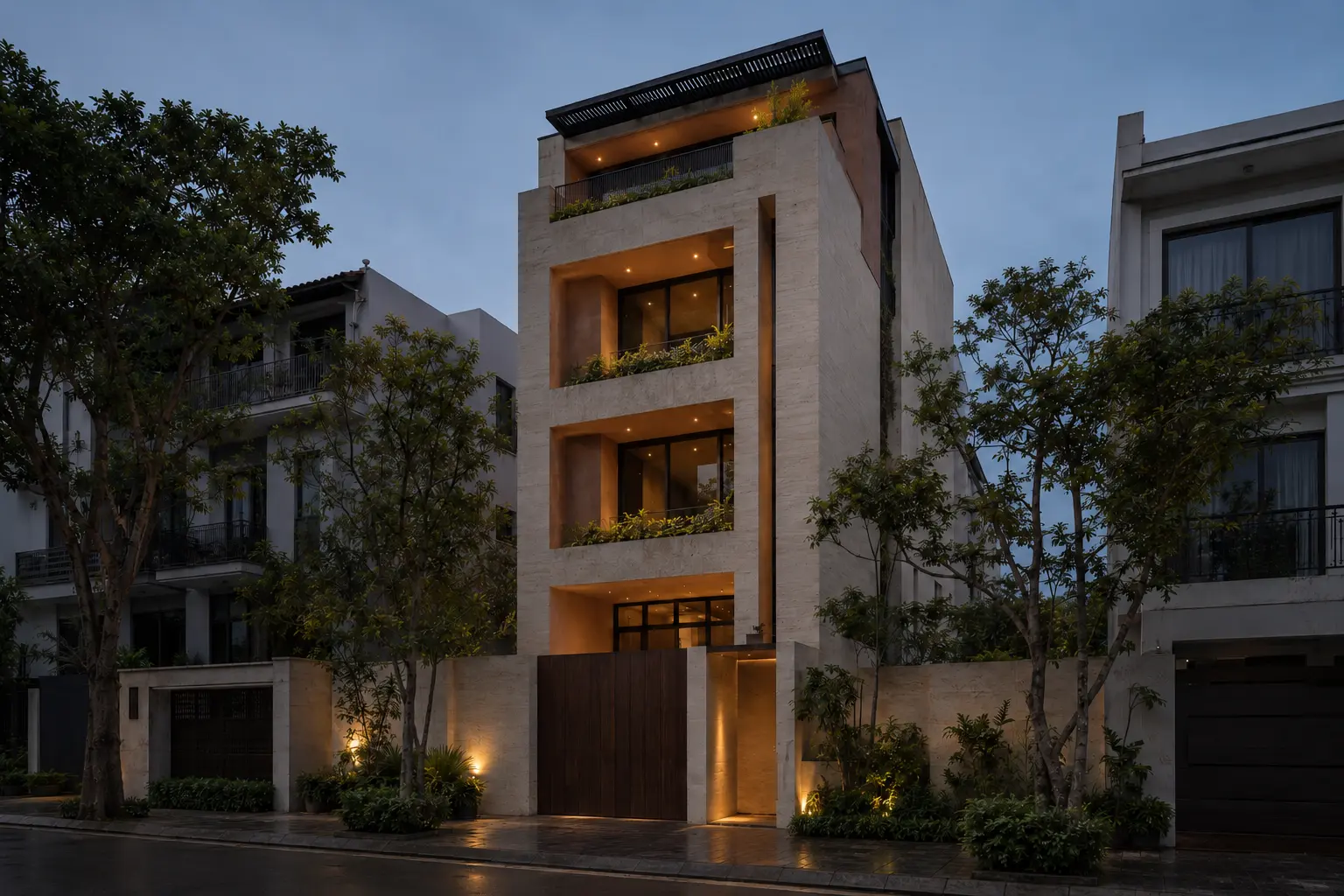 Nhà Phố Sân Tĩnh 470 — Góc nhìn ban đêm — Home6D