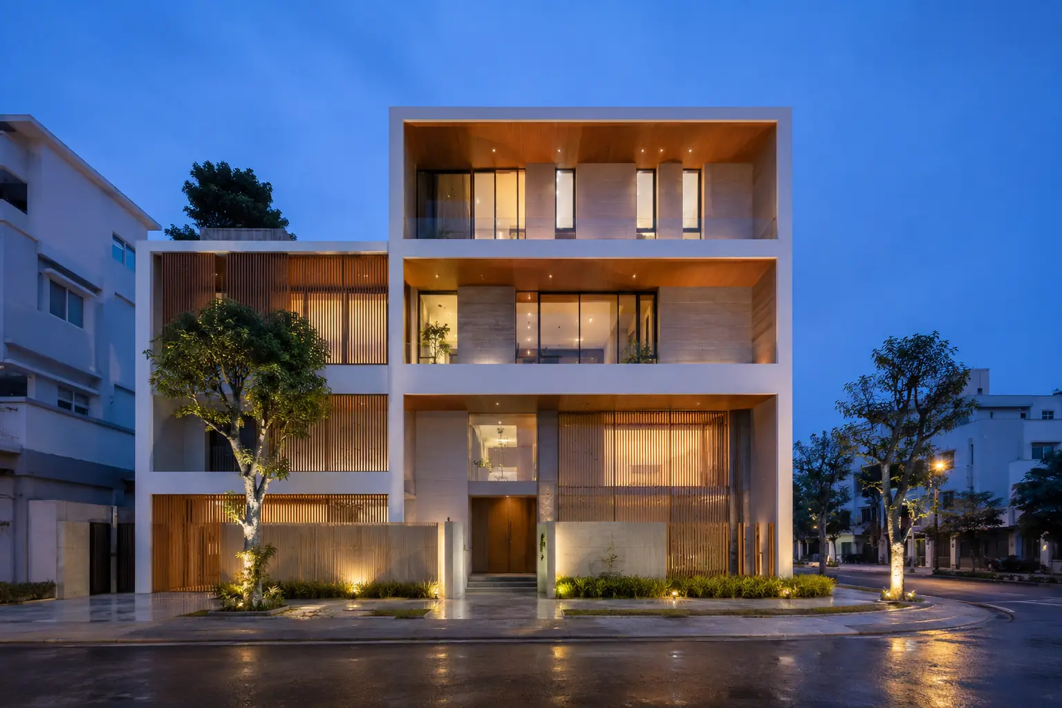 White Frame Residence 560 — Góc nhìn chạng vạng — Home6D
