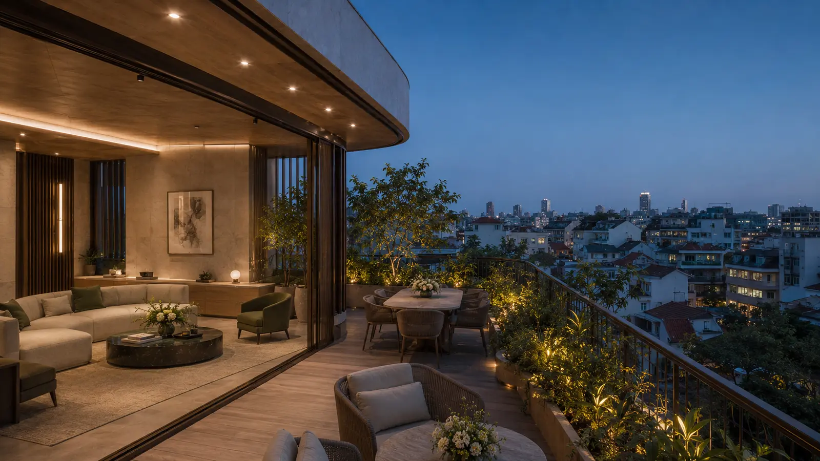 Nhà Phố Hai Mặt Tiền 420 — Phòng sinh hoạt trên sân mái — Home6D