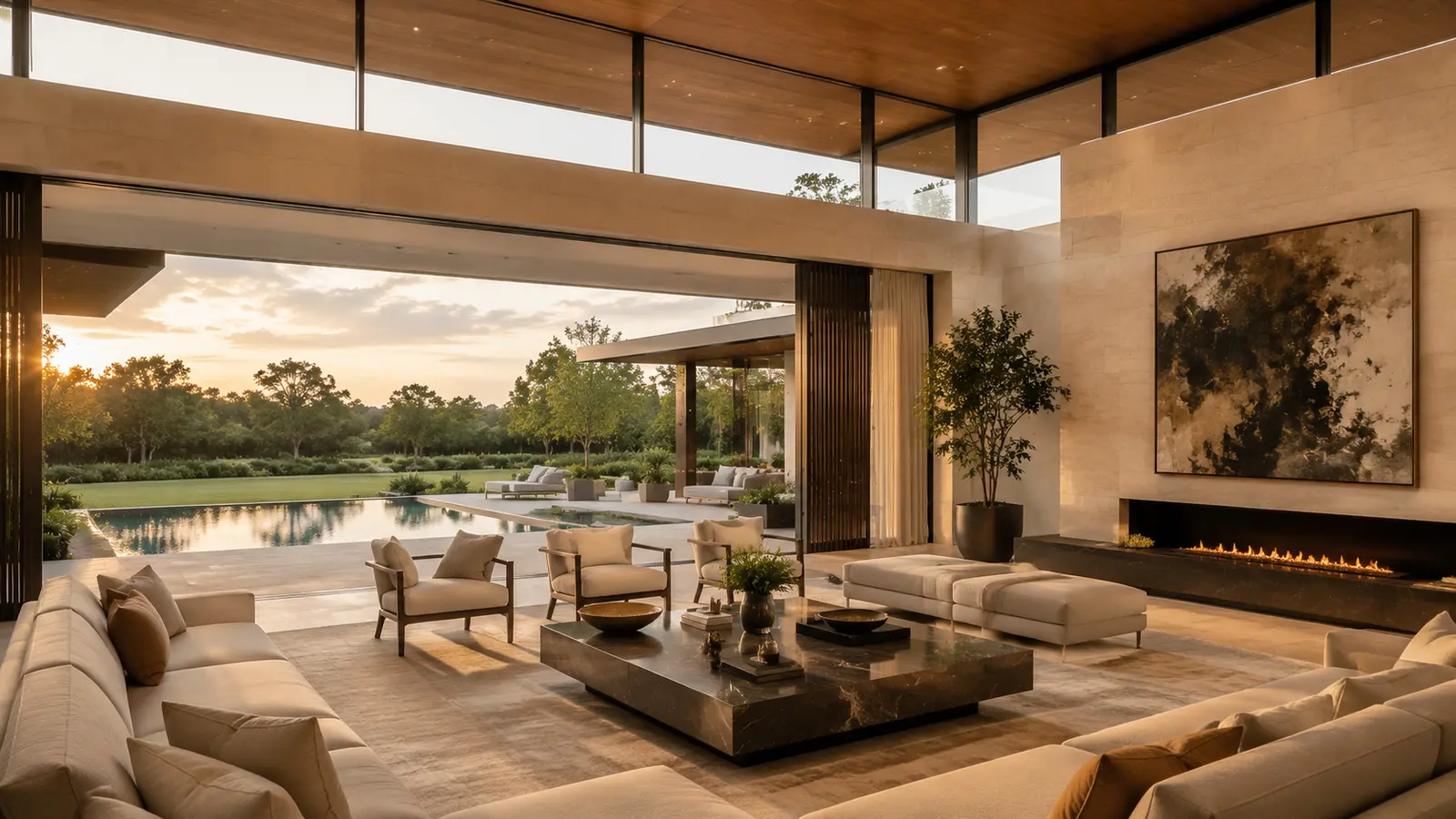 Biệt thự Mái Bay 480 — Phòng khách liên thông sân vườn — Home6D