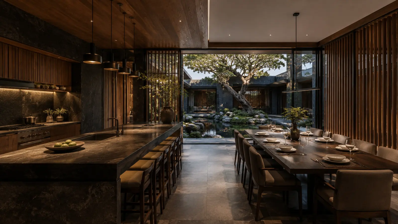 Biệt thự Sân Cá Koi 680 — Bếp và phòng ăn — Home6D