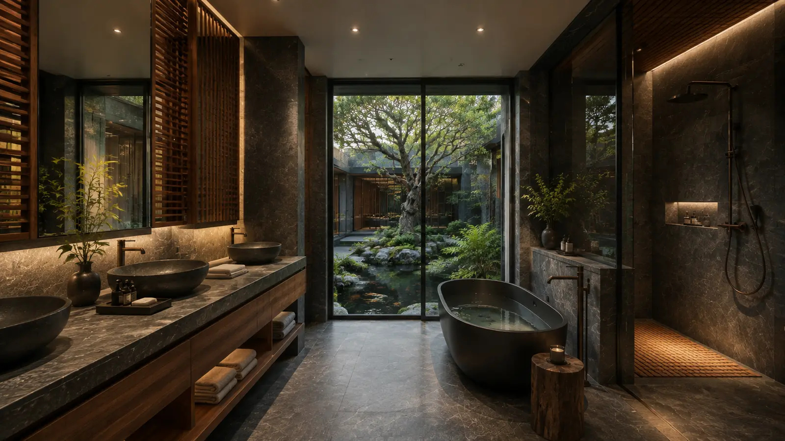 Biệt thự Sân Cá Koi 680 — Phòng tắm chính — Home6D