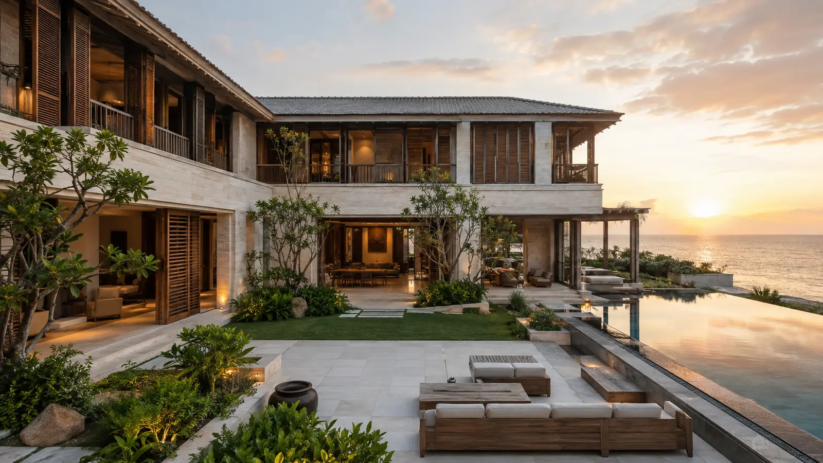 Biệt thự Sân Trong Ven Biển 730 với hồ bơi và sân trong – Home6D