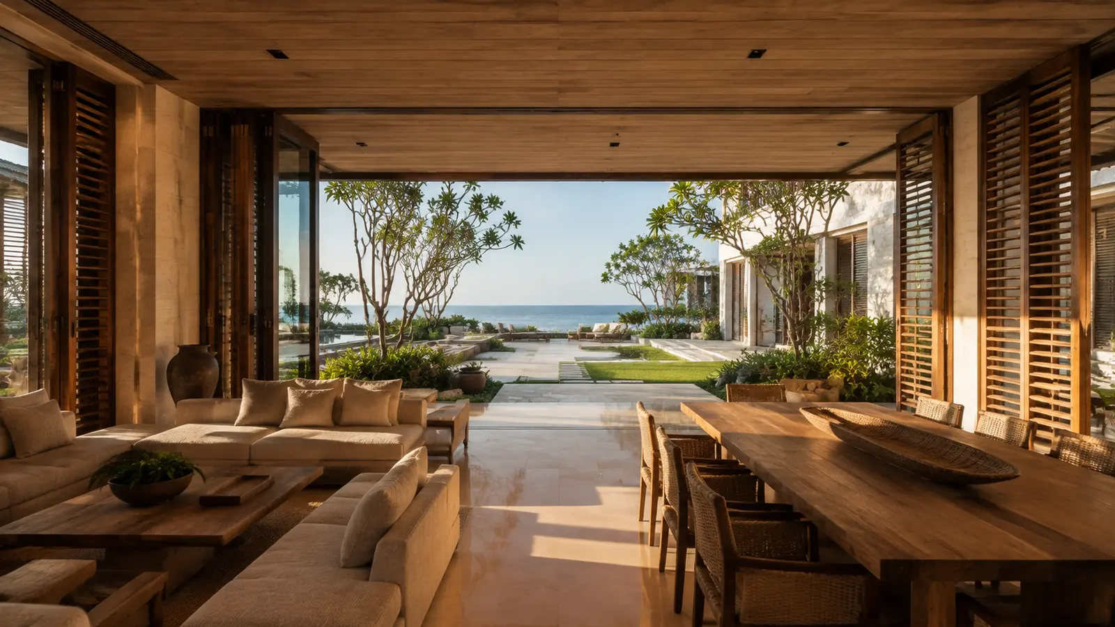 Biệt thự Sân Trong Ven Biển 730 — Không gian khách hướng biển — Home6D