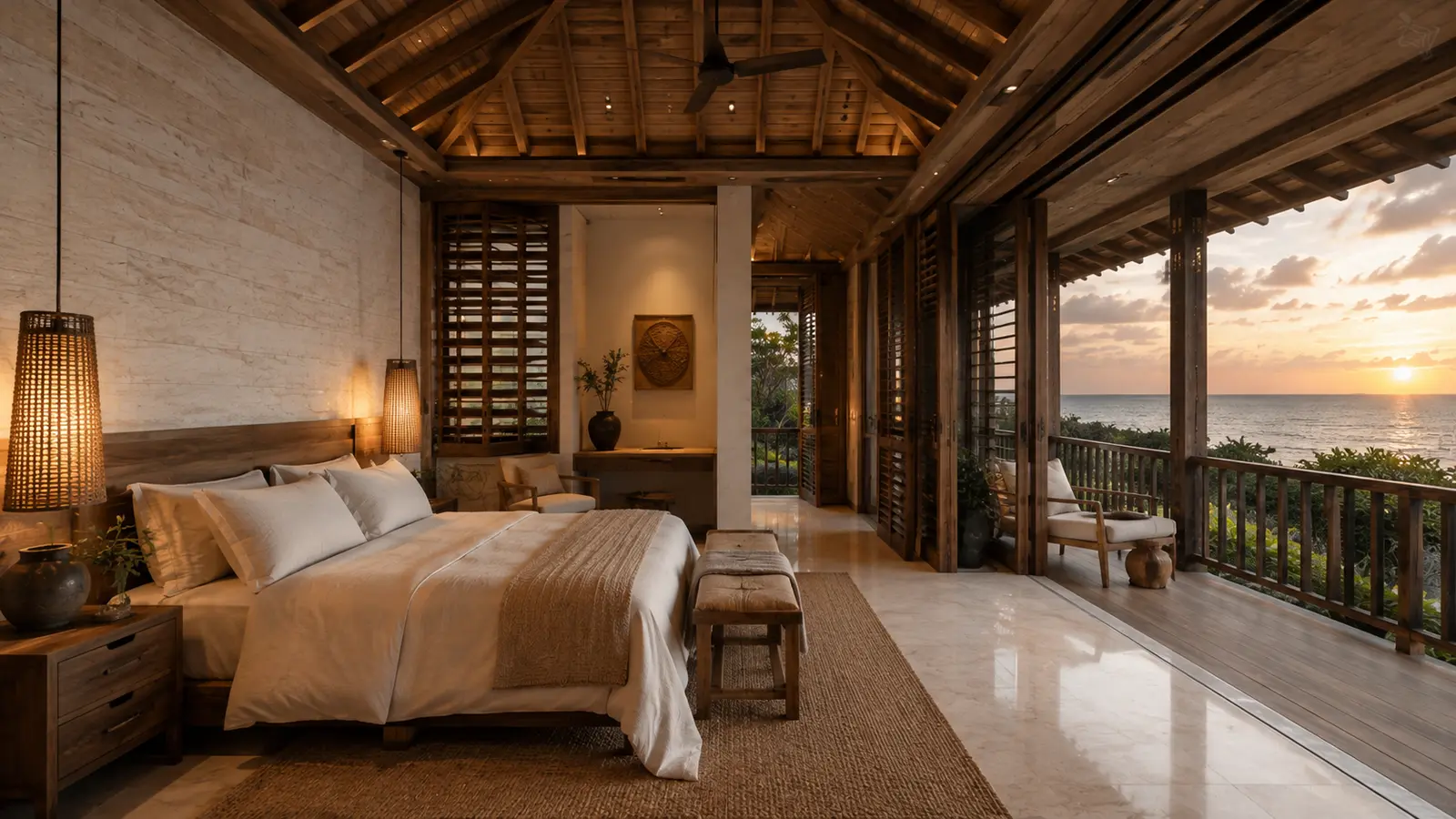 Biệt thự Sân Trong Ven Biển 730 — Phòng ngủ chính hướng biển — Home6D