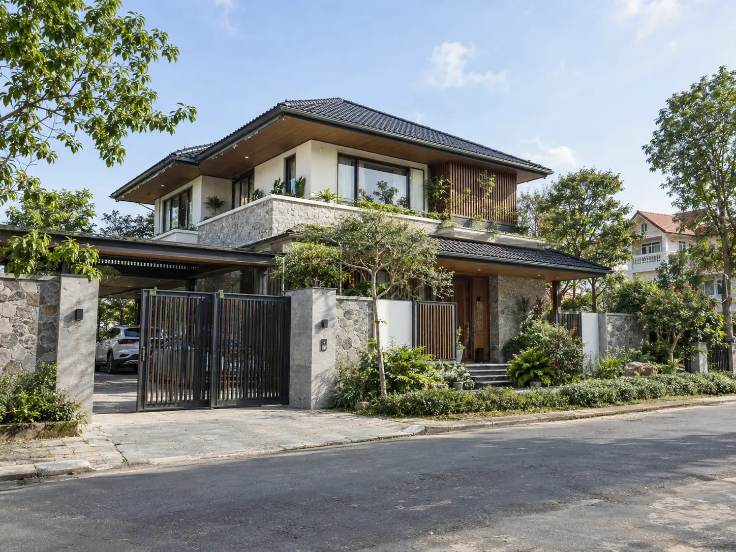 Biệt thự vườn Phúc An 540 – biệt thự vườn mái Nhật 2 tầng do Home6D phát triển