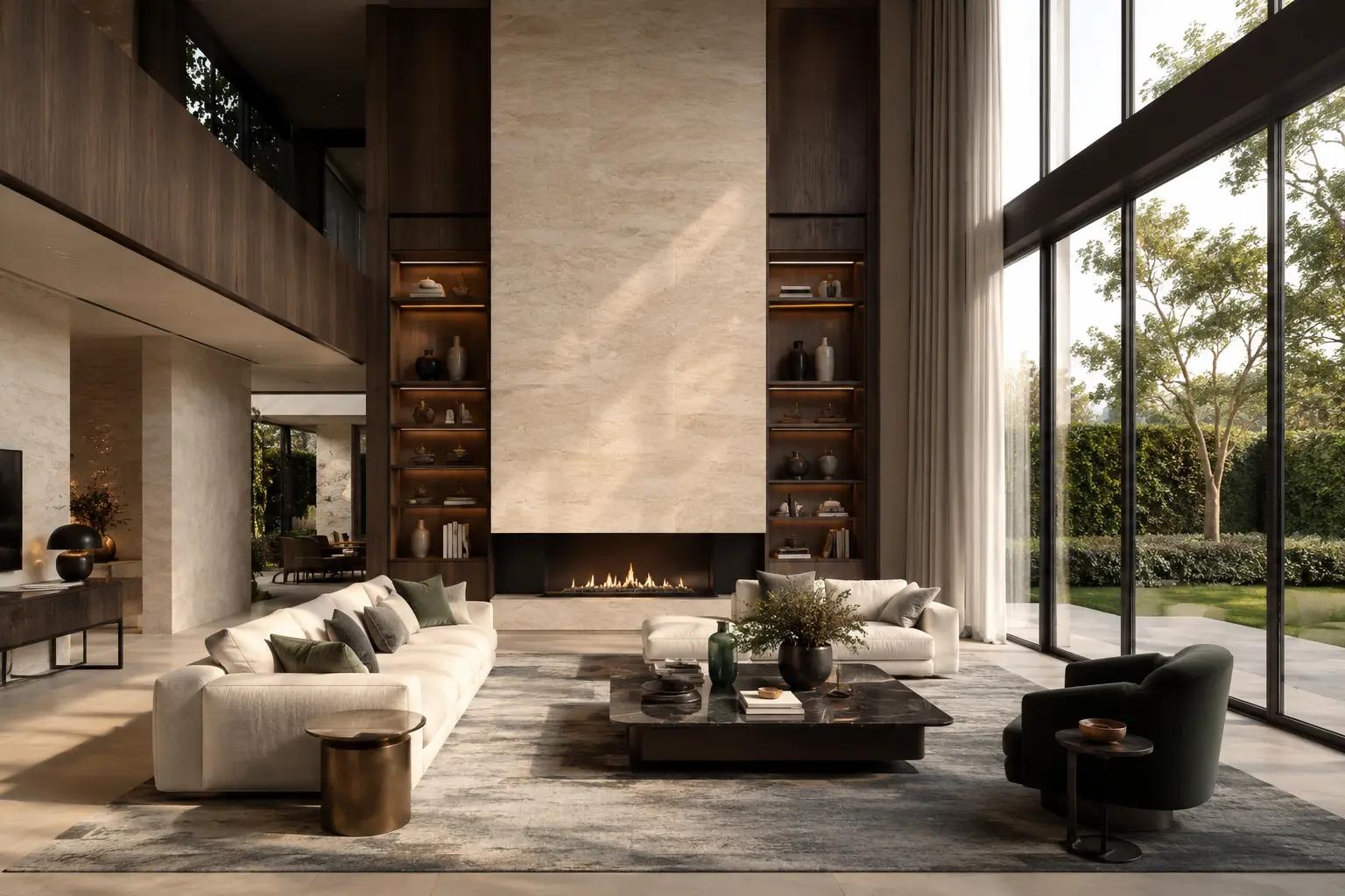 Phòng khách thông tầng biệt thự cao cấp trong dịch vụ thiết kế nội thất Home6D