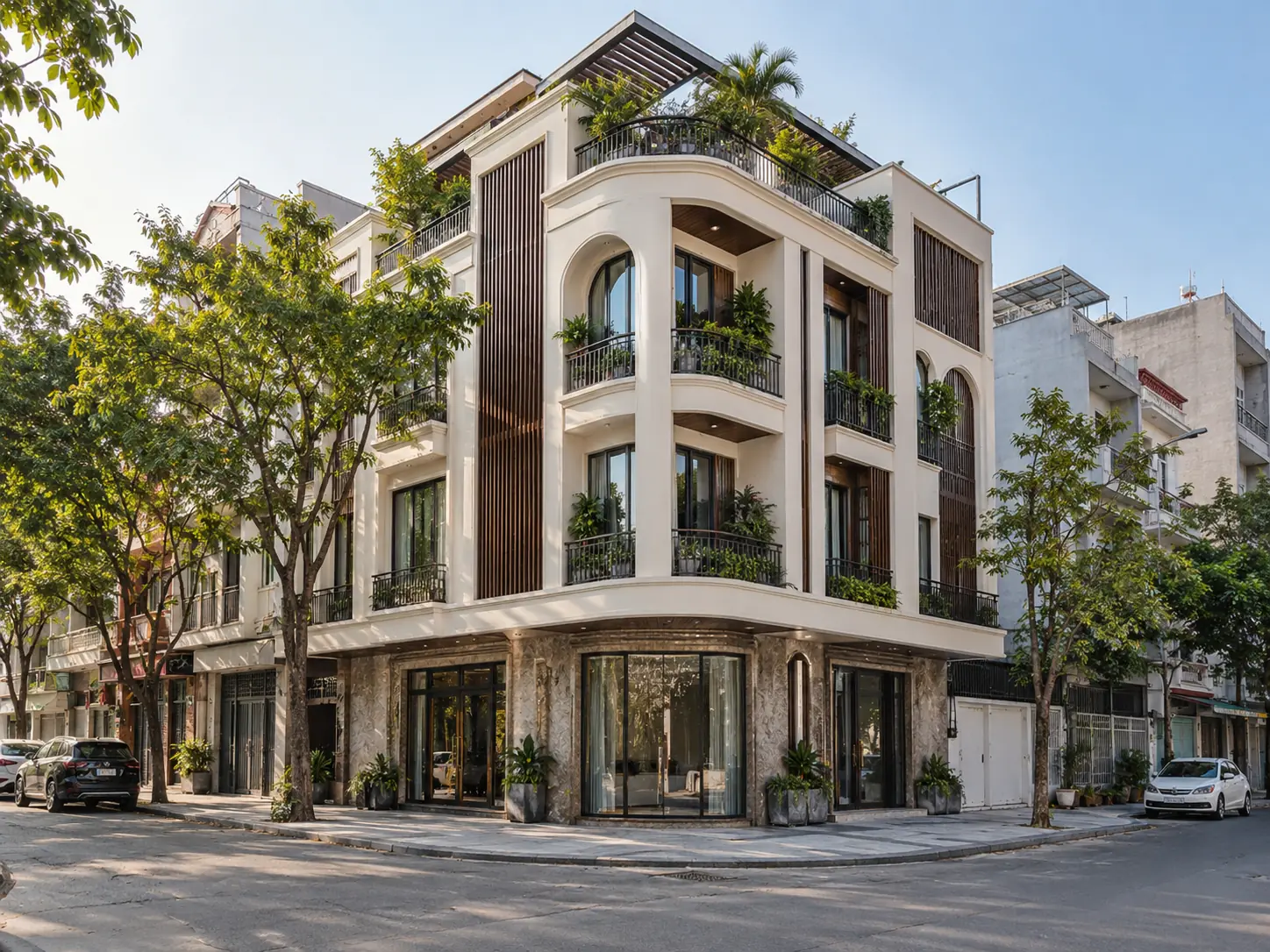 Nhà lô góc Minh Khai 480 – nhà lô góc hai mặt tiền 4–6 tầng do Home6D phát triển