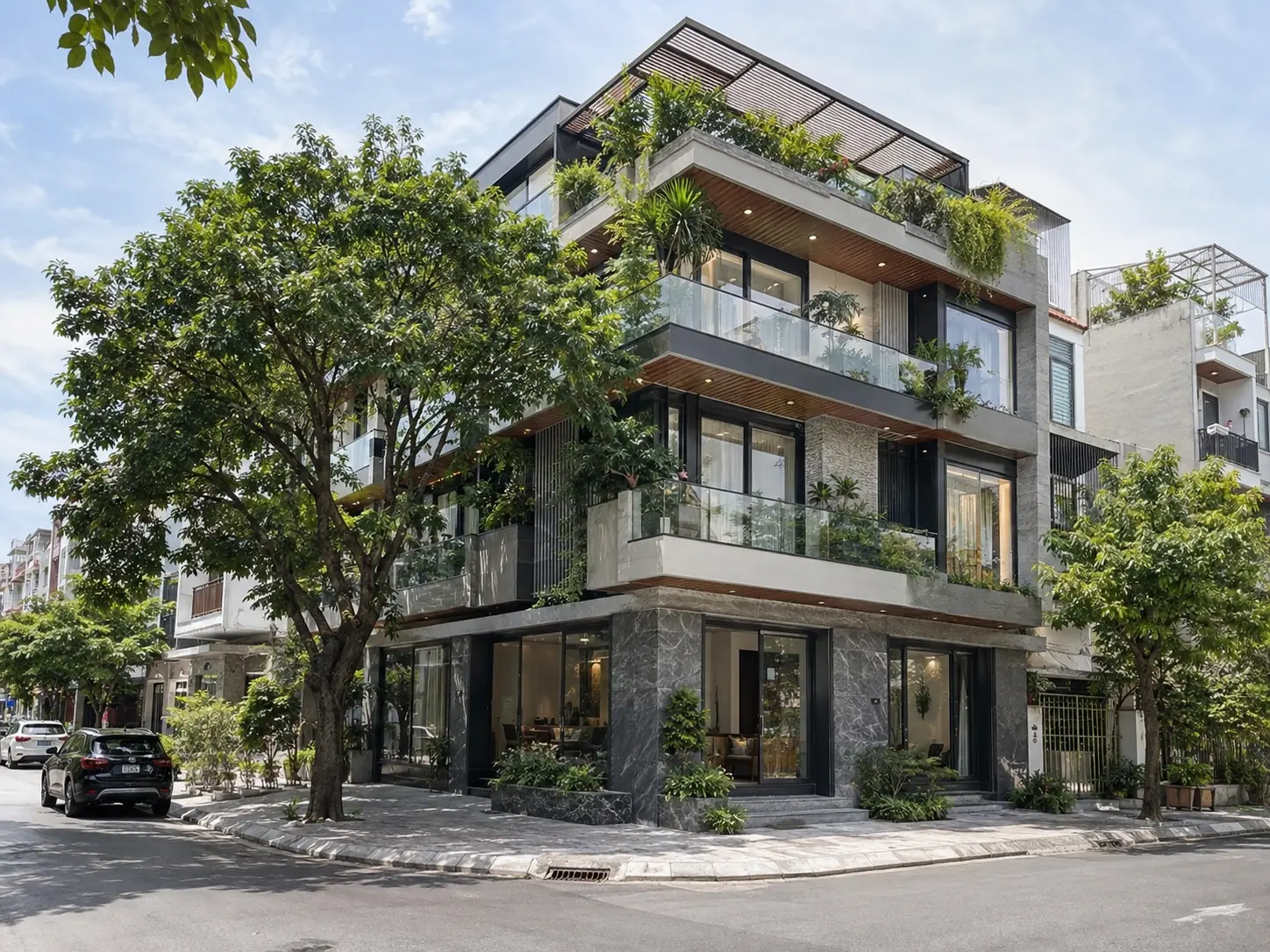 Nhà lô góc Tân Phú 510 – nhà lô góc hai mặt tiền 4–6 tầng do Home6D phát triển